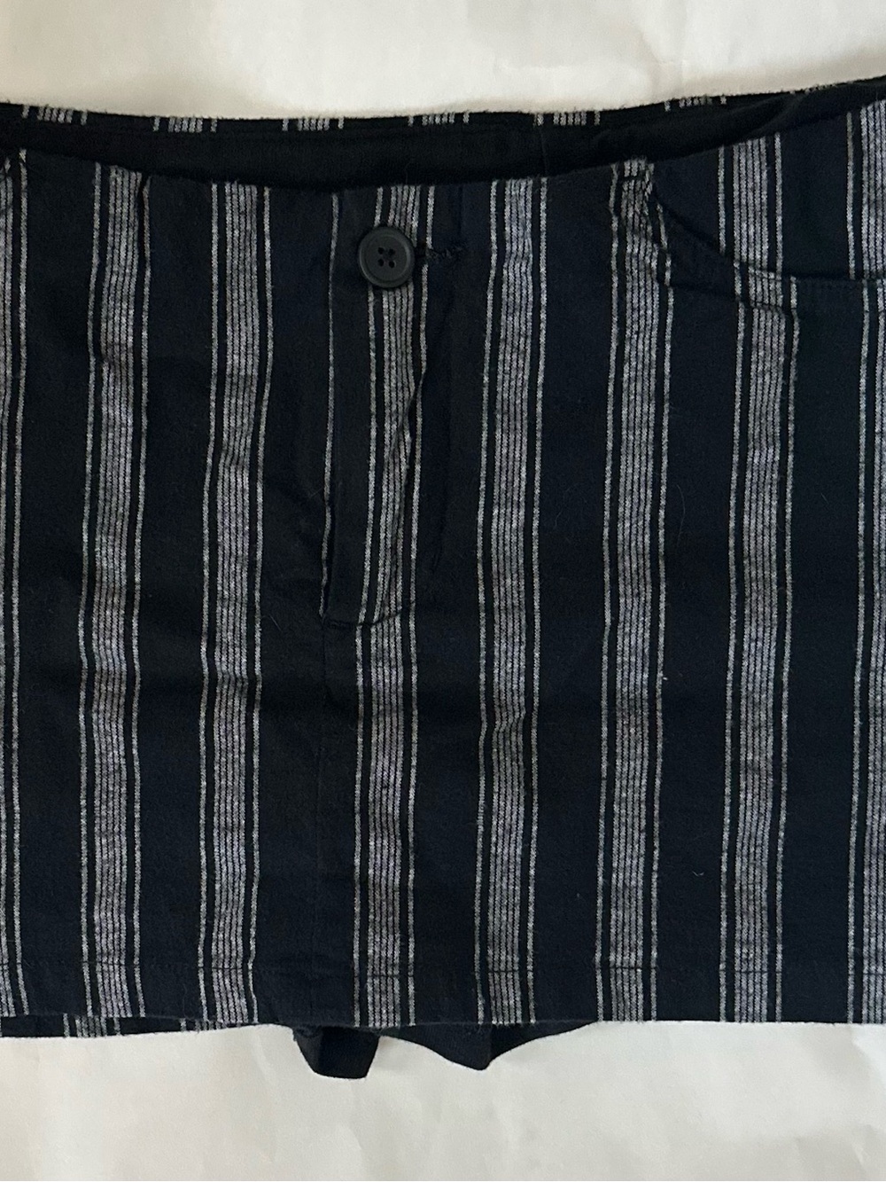 Brandy Melville Black and White Striped Button-Front Mini Skirt